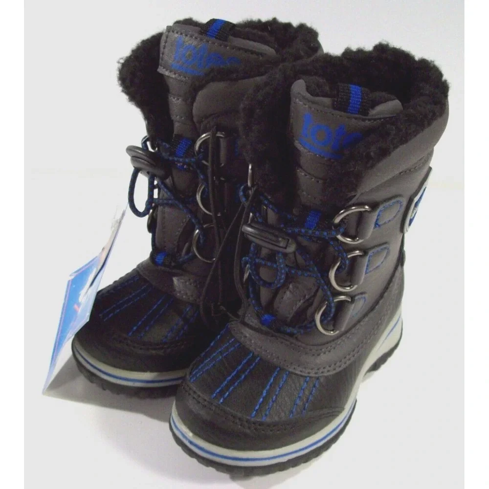 New Kids Totes Thermolite Winter Boots, Sz 5M, Gray Black